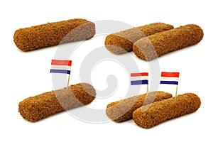 Dutch snacks called `kroket` and some with Dutch flag toothpicks