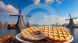 Dutch Stroopwafel Amidst the Iconic Windmills