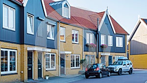 Dutch Suburban area with modern family houses, newly build moder