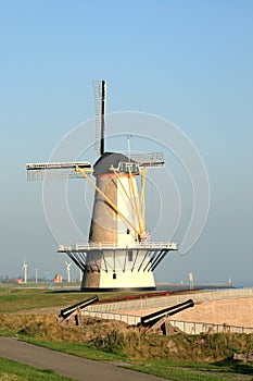 Dutch tower mill and cannons