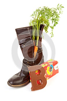 Dutch tradition: shoe with carrot and present