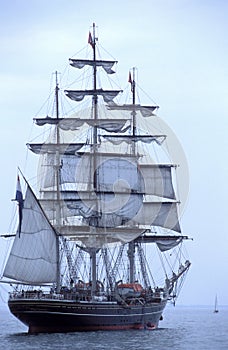 Dutch training sailship Stad Amsterdam stern view