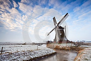 Dutch windmill and cloudscape