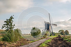 Dutch windmill in early morning sunlight