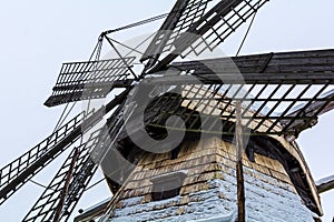 Dutch windmill`s sails closeup