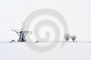 Dutch windmill in winter