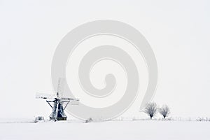Dutch windmill in winter