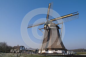 Dutch windmill in the winter