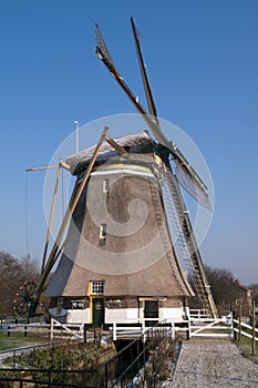 Dutch windmill in the winter