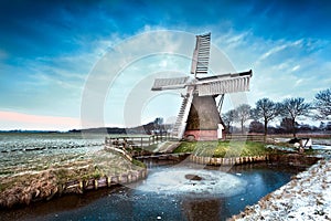 Dutch windmill in winter