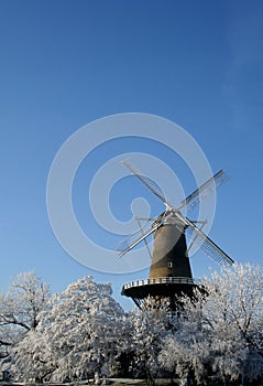 Dutch windmill in winter