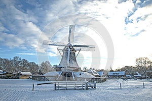 Dutch windmill in the Wintertime