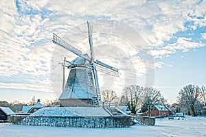Dutch windmill in the Wintertime