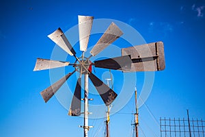 Dutch windmills with blue sky