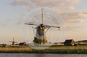 Dutch windmills (Kinderdijk) in sunset