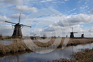 Dutch windmills landscape