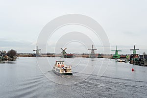 Dutch Windmills at the Zaanse Schans nearby Amsterdam Netherlands