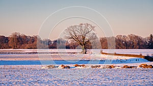 Dutch winter landscape near the village of Delden The Netherlands