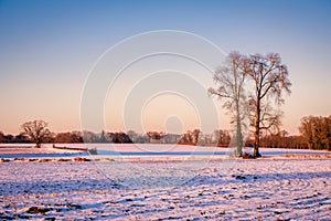 Dutch winter landscape near the village of Delden The Netherlands