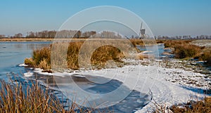 Dutch winterlandscape with ice and snow