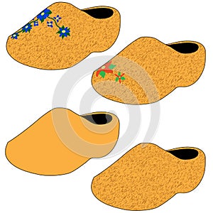 Dutch wooden clogs with texture - vector photo