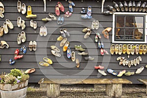 Dutch wooden shoes on the wall