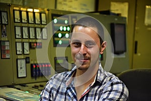 Duty engineer near control panel
