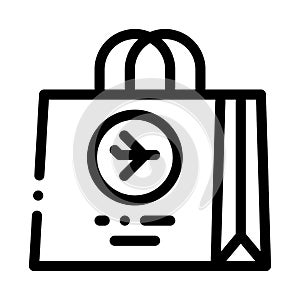 Duty Free Bag Airport Shop Icon Thin Line Vector