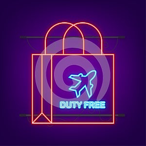 Duty free bag. Business icon. Airport Shop. Vector stock illustration.