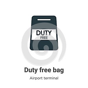 Duty free bag vector icon on white background. Flat vector duty free bag icon symbol sign from modern airport terminal collection