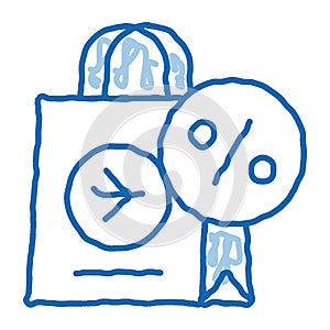 duty free paper bag doodle icon hand drawn illustration