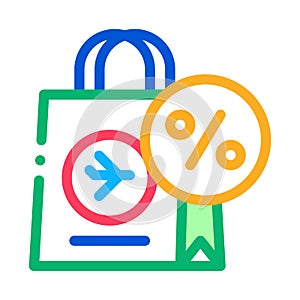 Duty free paper bag icon vector outline illustration