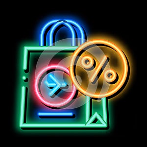 duty free paper bag neon glow icon illustration