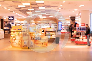 duty free shop in airport out of focus