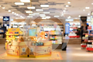 duty free shop in airport out of focus