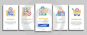 Duty Free Shop Store Onboarding Elements Icons Set Vector