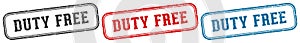 duty free stamp. duty free rectangular stamp set isolated on white background