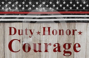 Duty Honor Courage message with thin red line