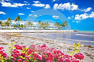 Duval Street Pocket Park beach and waterfront in Key West view, south Florida