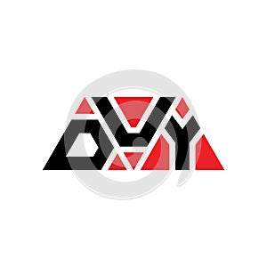 DUY triangle letter logo design with triangle shape. DUY triangle logo design monogram. DUY triangle vector logo template with red