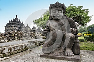 Dvarapala or Dwarapala statue at Plaosan Temple, Klaten, Central Java, Indonesia