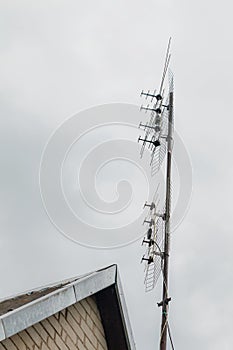 DVB-T digital television antena near house in Lithuania