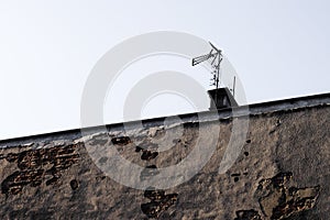 Dvbt antenna on the roof of the building