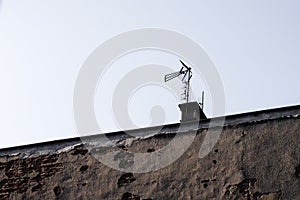 Dvbt antenna on the roof of the building