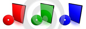 DVD box blank template red, green and blue (RGB) for presentation layouts and design. 3D rendering