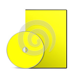 DVD box blank template yellow for presentation layouts and design. 3D rendering