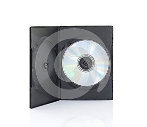 Dvd boxes with disc on white background