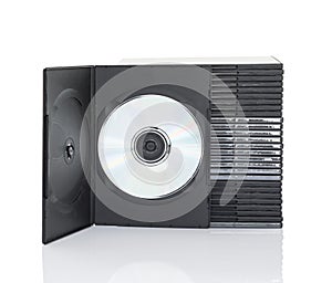 Dvd boxes with disc on white background