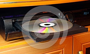 The DVD and CD are inserted in the DVD player.