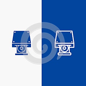 Dvd, CDROM, Data Storage, Disk, Rom Line and Glyph Solid icon Blue banner Line and Glyph Solid icon Blue banner
